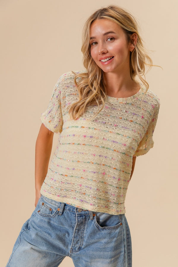 Popcorn Knit Top in Oatmeal