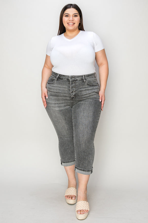 Judy Blue Button Fly Grey Capris