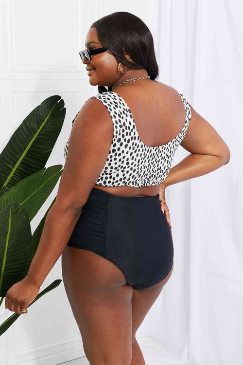 Black and leopard two piece swimwear